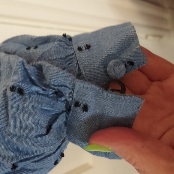 Joie Idonian Clip Dot Chambray Embroidered Long Sleeve Ruffle Blouse - Picture 11 of 12